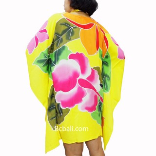 poncho top dress yellow handpainting flowers